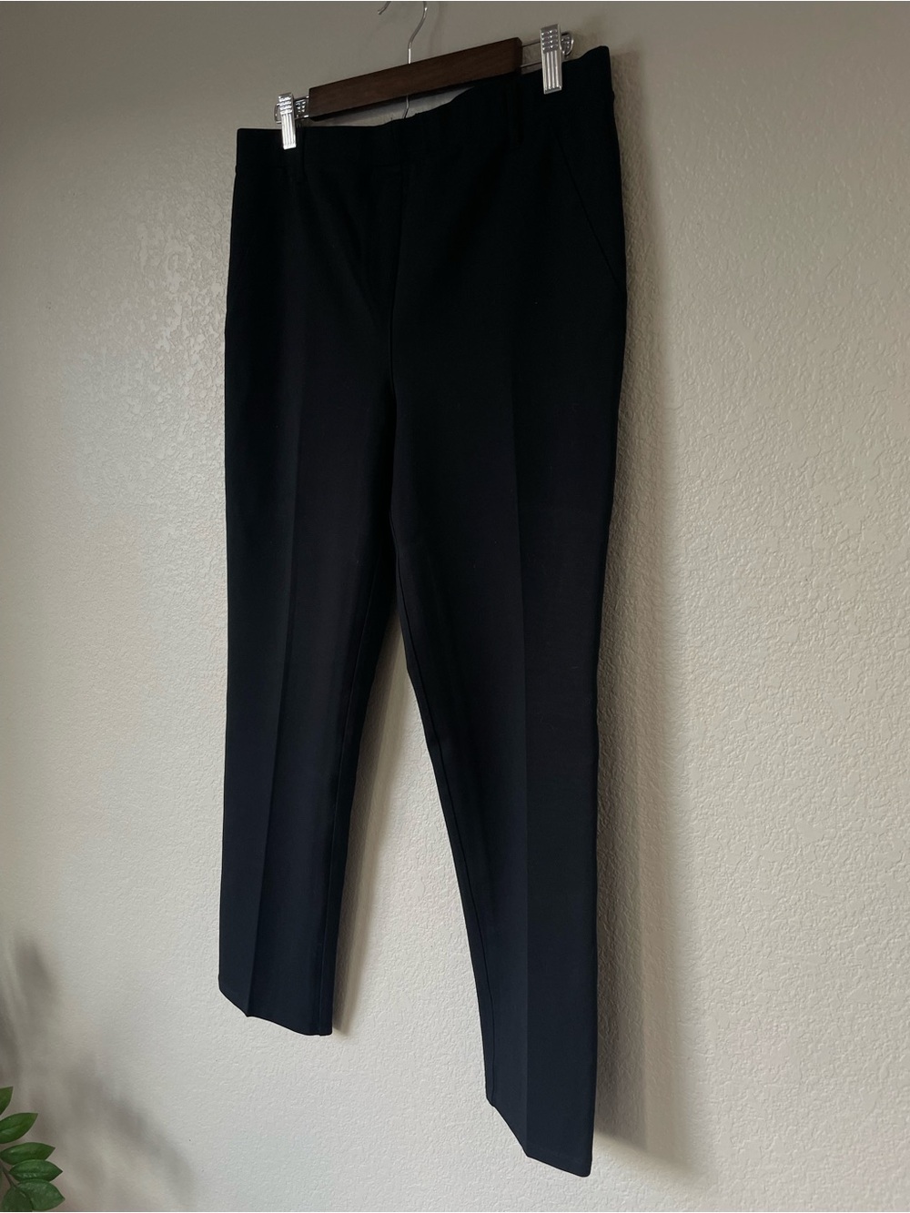 Quince Black Petite Stretch Trousers Work Pants Elastic Waist Large L - Picture 3 of 8